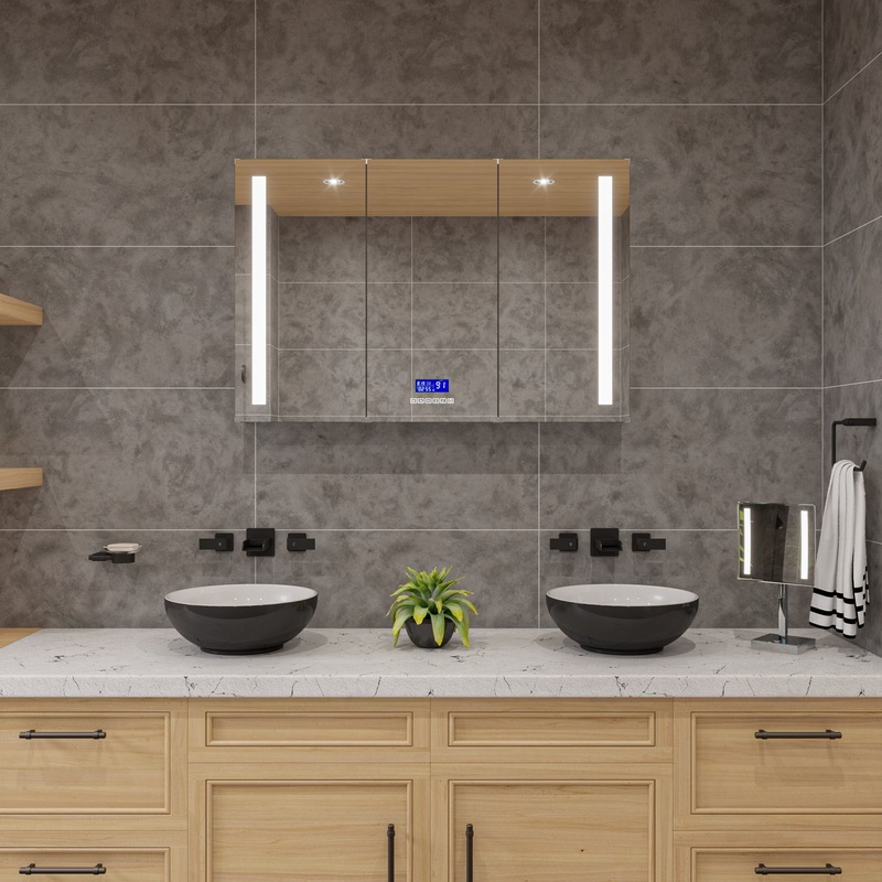 42″ x 28″ Triple Door LED Light Bluetooth Medicine Cabinet