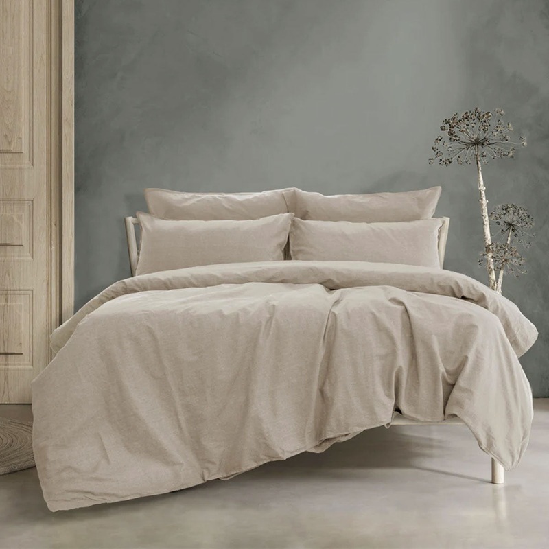Ardor Embre Taupe Also known as Warm Grey 100% Washed Cotton Quilt Cover Set Queen