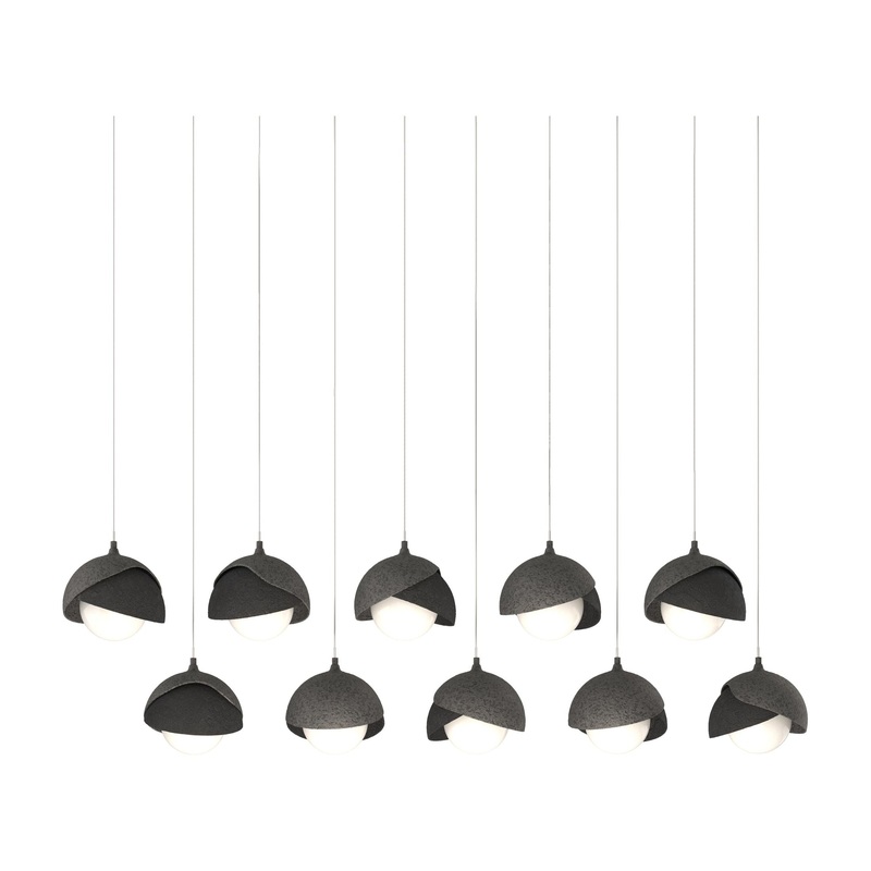 Brooklyn 10-Light Double Shade Pendant Natural Iron Black