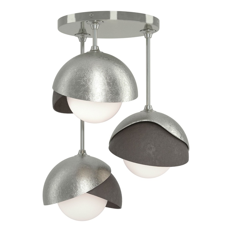 Brooklyn 3-Light Double Shade Semi-Flush Sterling Dark Smoke