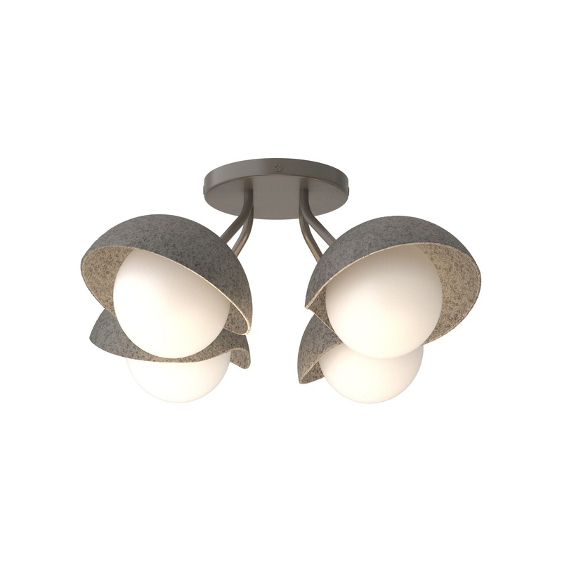 Brooklyn 4-Light Single Shade Semi-Flush Dark Smoke Natural Iron