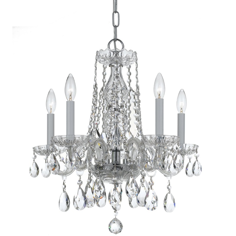 Crystorama 1061-CH-CL-MWP Traditional Crystal Five Light Mini Chandelier Polished Chrome