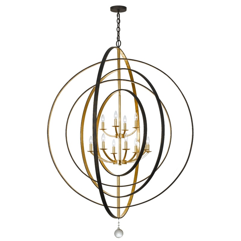 Crystorama 590-EB-GA Luna 12 Light Chandelier English Bronze / Antique Gold
