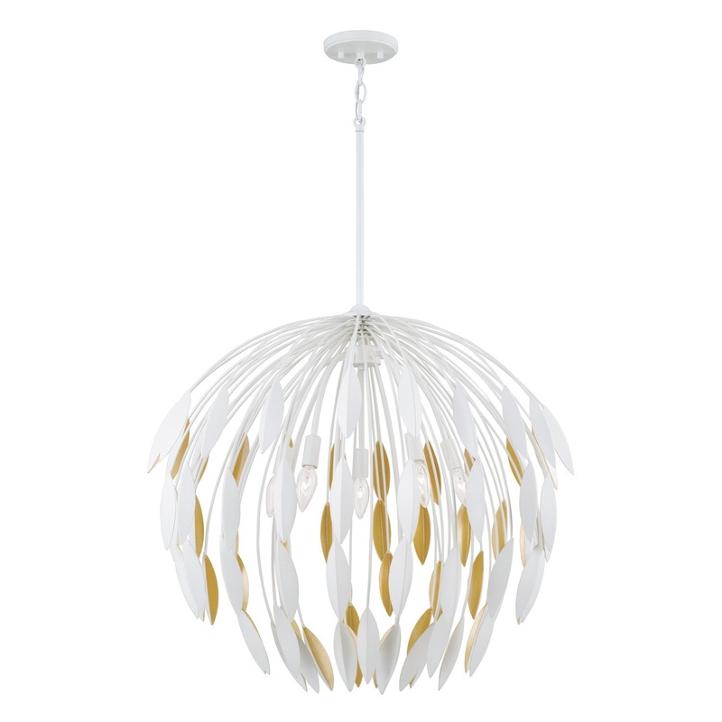 Five Light Pendant from the Margeaux Collection in Matte White Finish by Capital Lighting