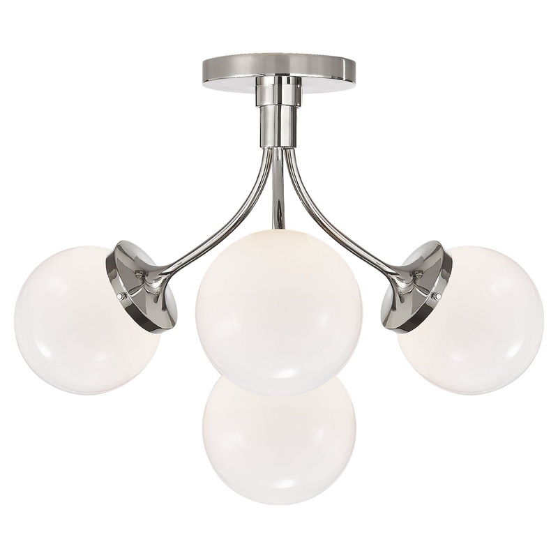 Four Light Semi Flush Mount from the Prescott Collection in Polished Nickel Finish by Visual Comfort Signature