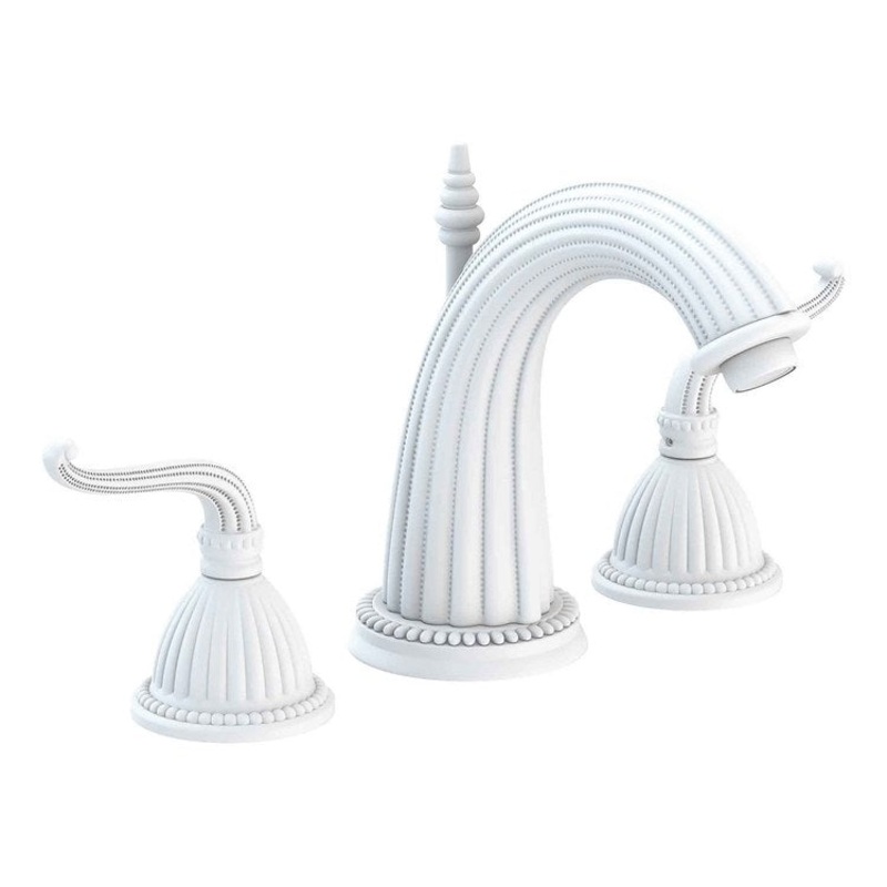 Lavatory Faucet Alexandria Widespread 8 to 20 Inch Spread 2 Lever ADA Matte White 1.2 Gallons per Minute Brass Spout Height 4-11/16 Inch