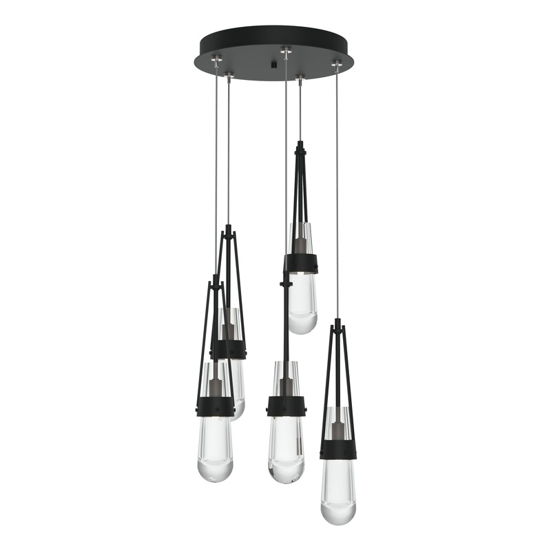 Link 5-Light Clear Glass Pendant Black