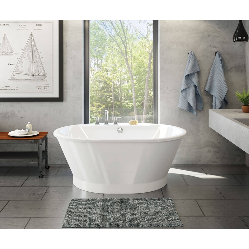 MAAX 103901-000-002-100 Brioso 6042 AcrylX Freestanding Center Drain Bathtub in White with White Skirt