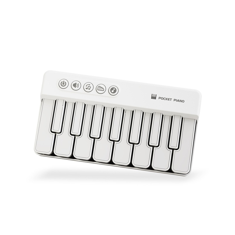 Mini Pocket Piano Electronic Keyboard – 18 Keys, Multiple Modes, LED Lights, Portable Musical Toy(white)