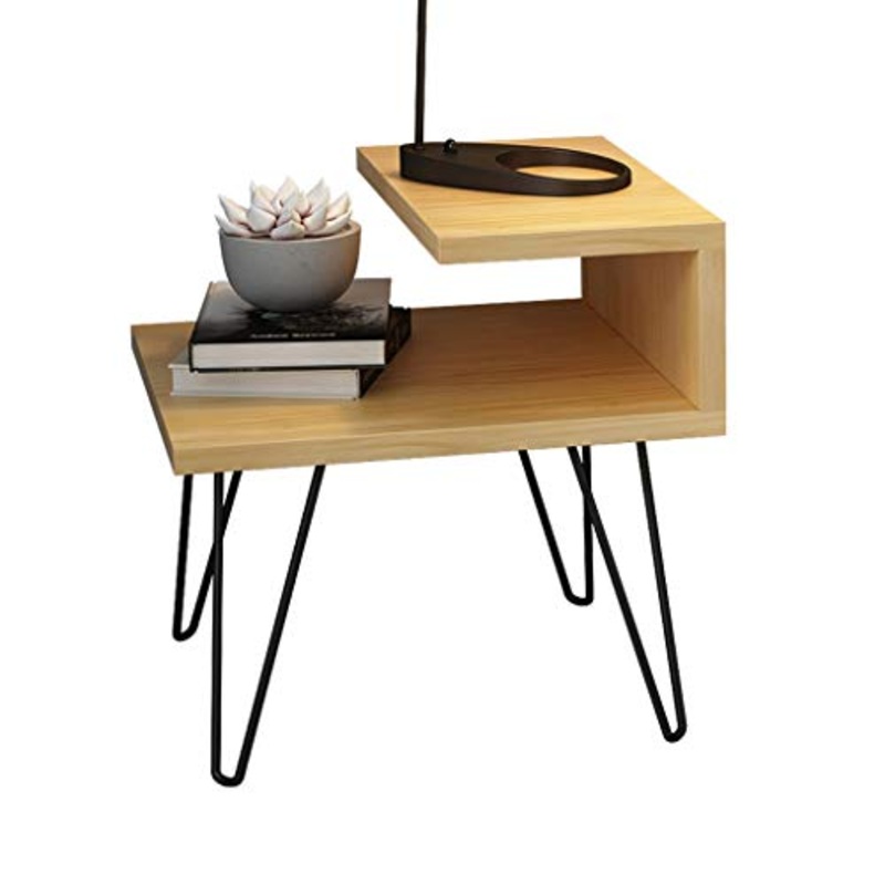 Comodini Comodini da Letto mobili in Legno massello in Acciaio Comodino Bagagli Table Side Hotel End Tables Piccolo armadietto Comodini Letto (Color : Wood Color)