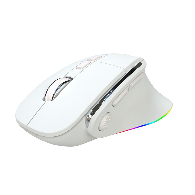 Ergonomic Vertical Wireless Mouse – Dual Mode (2.4G + Bluetooth), RGB Light, Rechargeable 500mAh Battery(White)