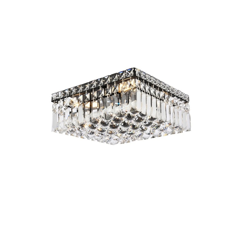 Five Light Flush Mount from the Maxime Collection in Black And Clear Finish by Elegant Lighting