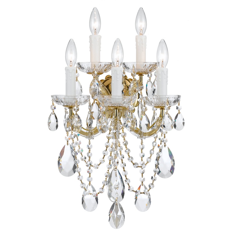 Five Light Wall Mount from the Maria Theresa Collection in Gold Finish by Crystorama