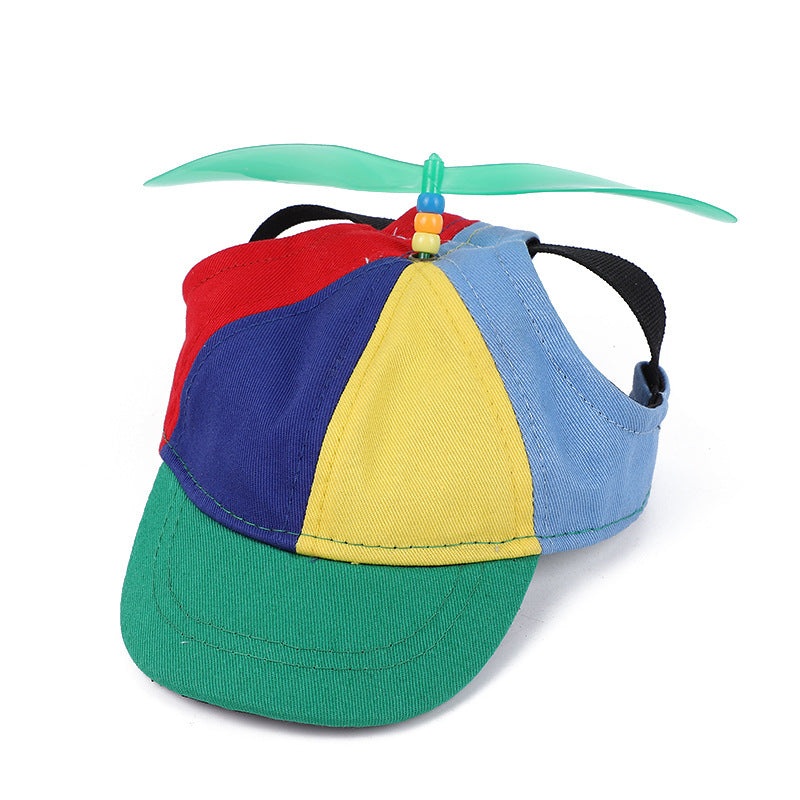 L Green Pet Baseball Cap with Spinning Propeller – Colorful Fun Design – See Details for Sizing