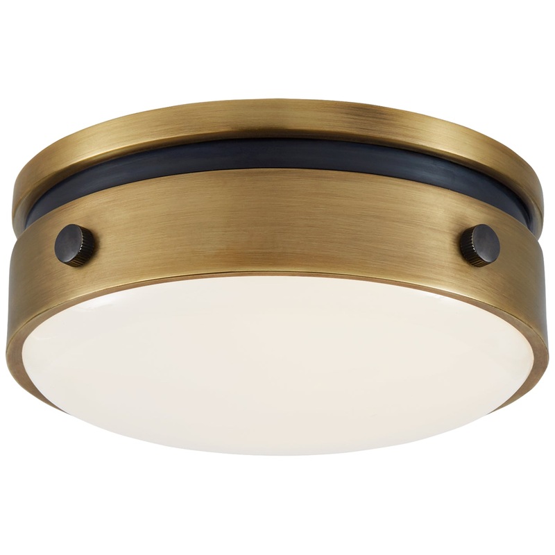 LED Flush Mount from the Hicks Collection in Bronze With Antique Brass Finish by Visual Comfort Signature