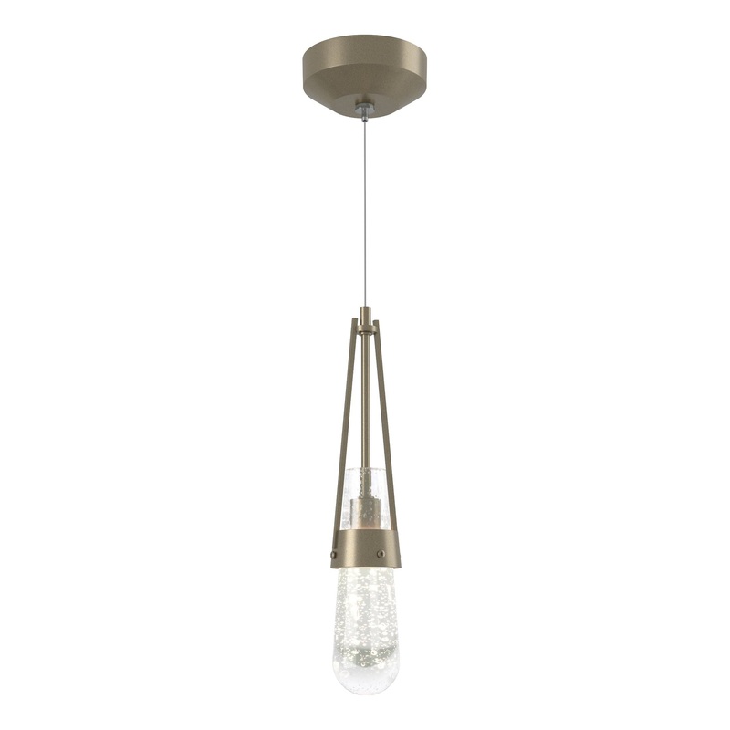 Link Blown Glass Low Voltage Mini Pendant Soft Gold Clear Bubble Glass (YG)