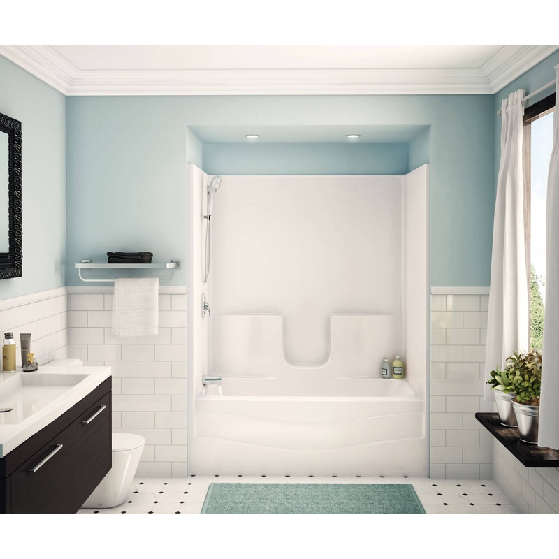 MAAX 105288-000-002-501 TS-3060 AcrylX Alcove Left-Hand Drain One-Piece Tub Shower in White