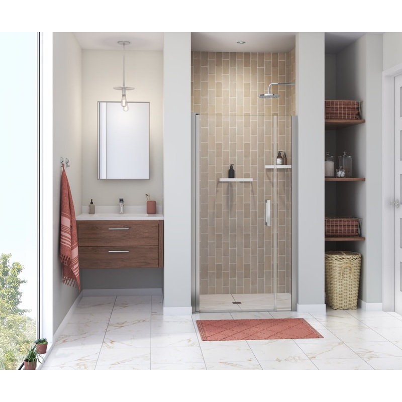 MAAX 138266-900-084-100 Manhattan 35-37 x 68 in. 6 mm Pivot Shower Door for Alcove Installation with Clear glass & Round Handle in Chrome