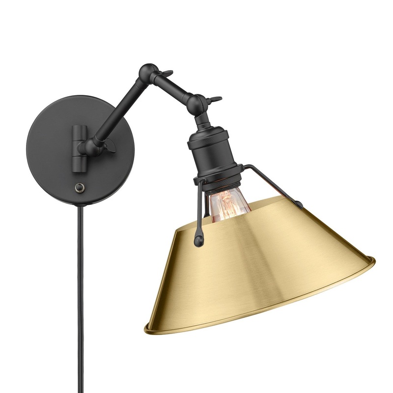 One Light Wall Sconce from the Orwell Collection in Matte Black Finish by Golden