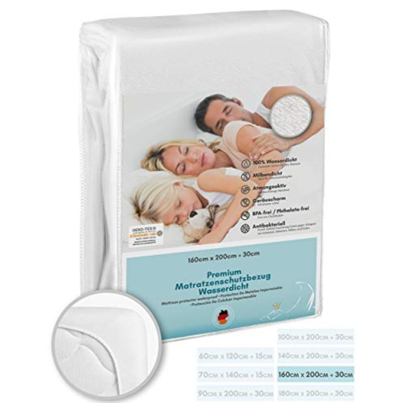 Sanitized – Coprimaterasso impermeabile, 160 x 200 cm, con certificazione ko-Tex