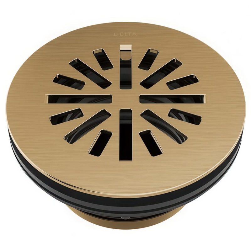 Shower Drain Prefab Round 4 Inch Brilliance Champagne Bronze Brass
