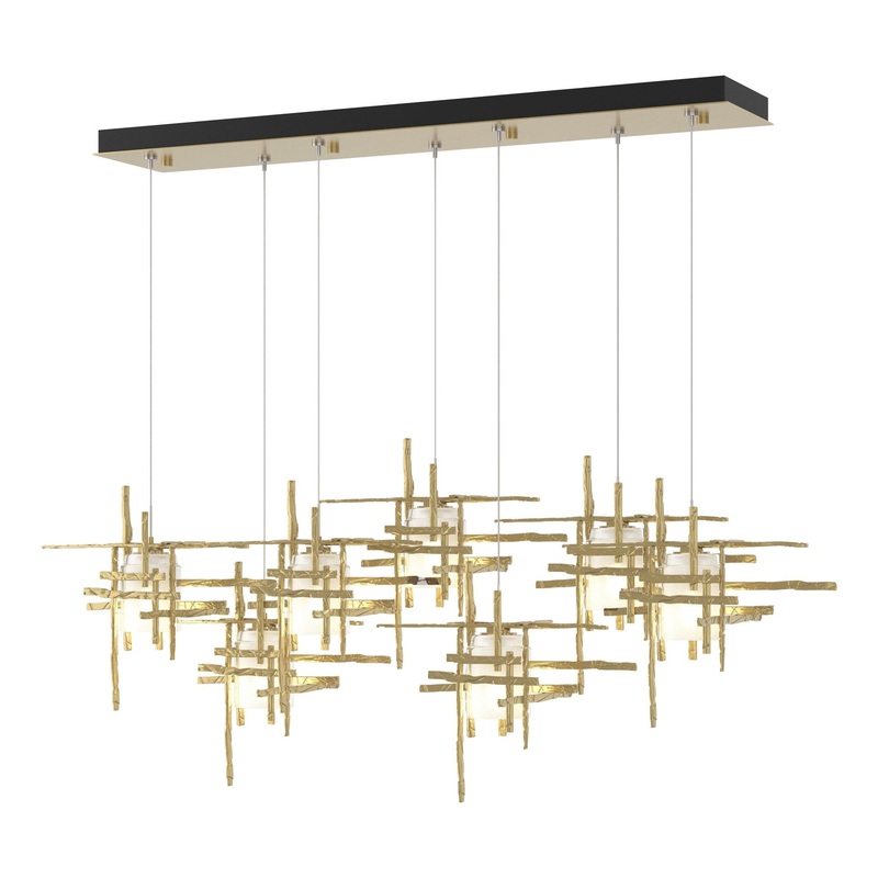 Tura 7-Light Frosted Glass Pendant Modern Brass
