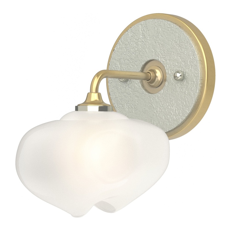 Ume 1-Light Curved Arm Bath Sconce Modern Brass Vintage Platinum