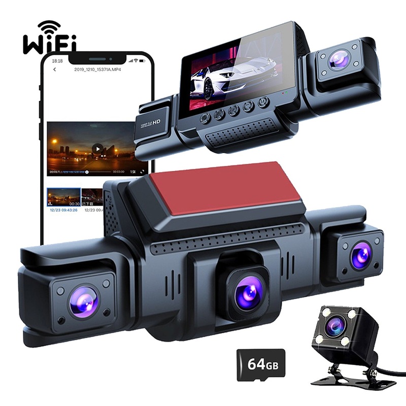 4 Channel 5G WiFi Dashcam FHD 1080P 170 Wide Angle G-Sensor with 64GB Card