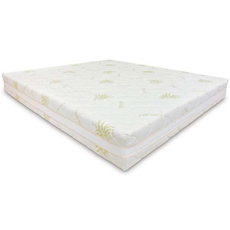 Baldiflex Emporio Fodera per Materasso Matrimoniale in Aloe Vera, Coprimaterasso, con Fascia Traspirante, Sfoderabile con Zip, Atossica, Misura 170x190x24 cm