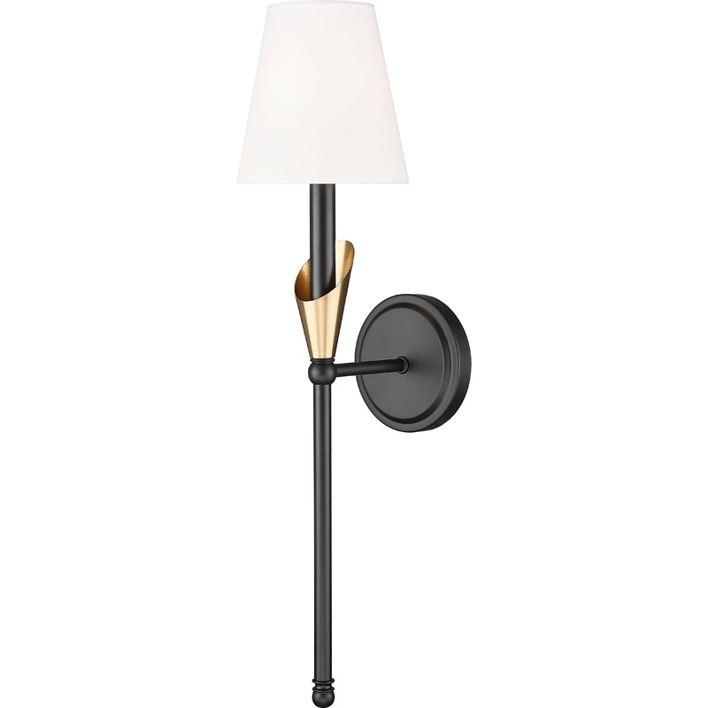 Claudelle 1-Light Wall Sconce Matte Black + Modern Gold