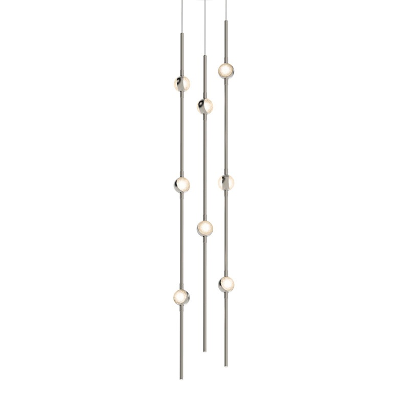 Constellation Andromeda Short 6″ Round LED Pendant Satin Nickel with Clear Faceted Acrylic 3000K 10′ Adjustable Cord