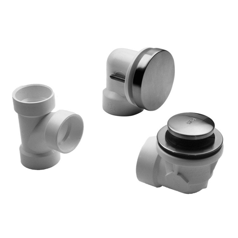 Drain Kit Satin Nickel Brass Includes Toe Control Strainer with Round No Hole Faceplate Half Kit 2-3/16 Inch