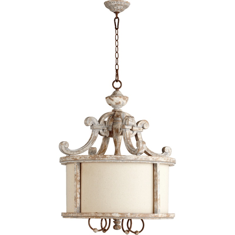 Four Light Pendant from the La Maison Collection in Manchester Grey w/ Rust Accents Finish by Quorum