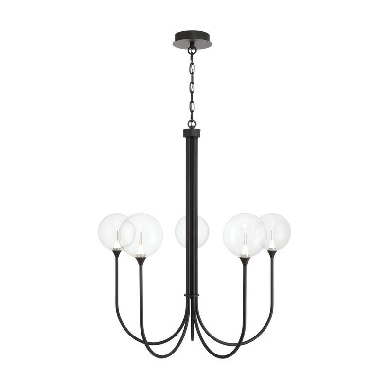 Iissa 5-Light 34″ Chandelier Black Clear Glass