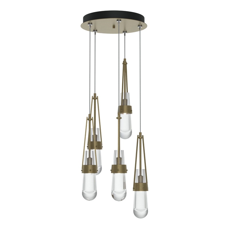 Link 5-Light Clear Glass Pendant Soft Gold