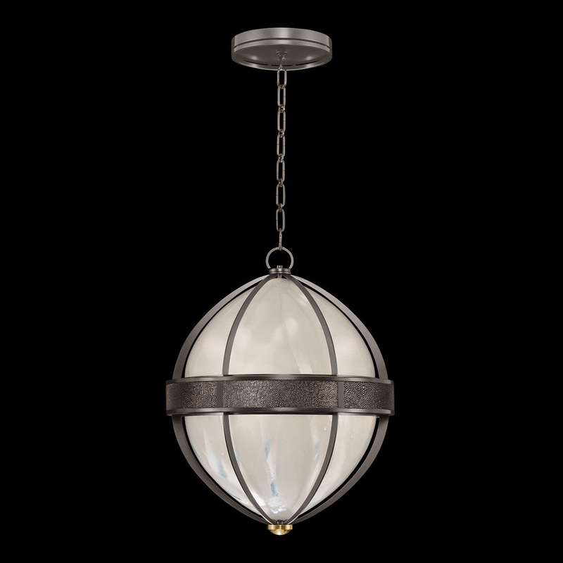 Mirage 18.75″W Round Pendant Midnight Steel/Brass/Pebble