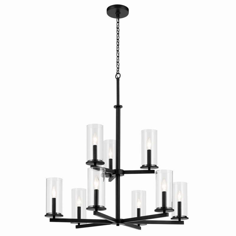 Nine Light Chandelier from the Crosby Collection in Black Finish by Kichler