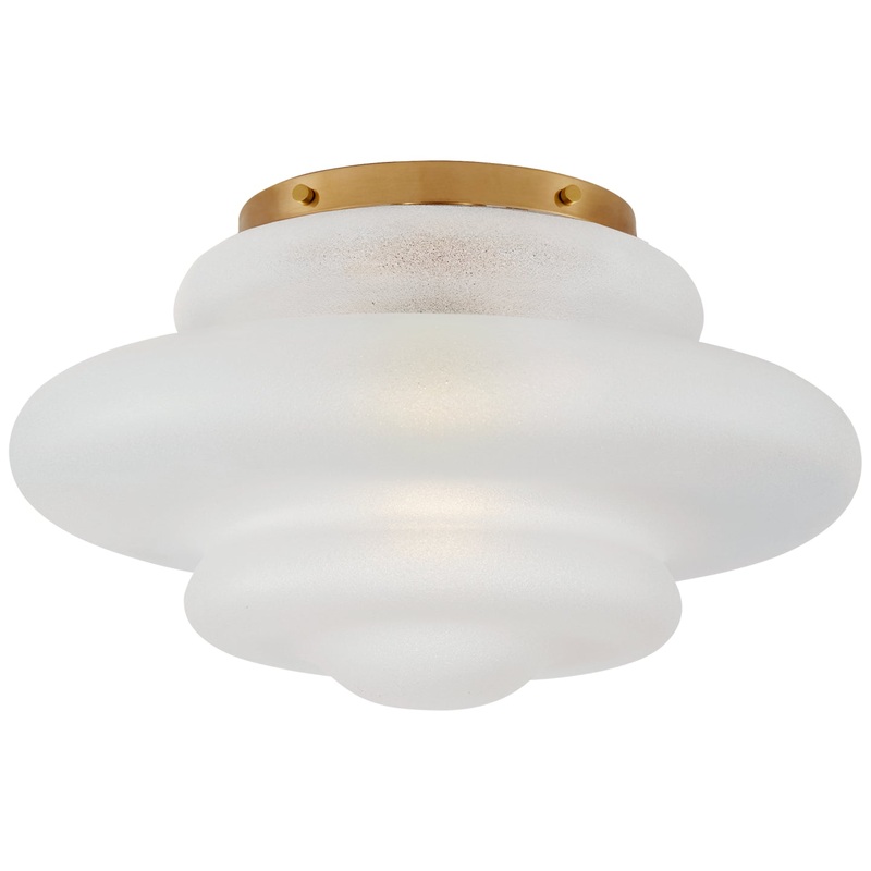 One Light Flush Mount from the Tableau Collection in Antique-Burnished Brass Finish by Visual Comfort Signature