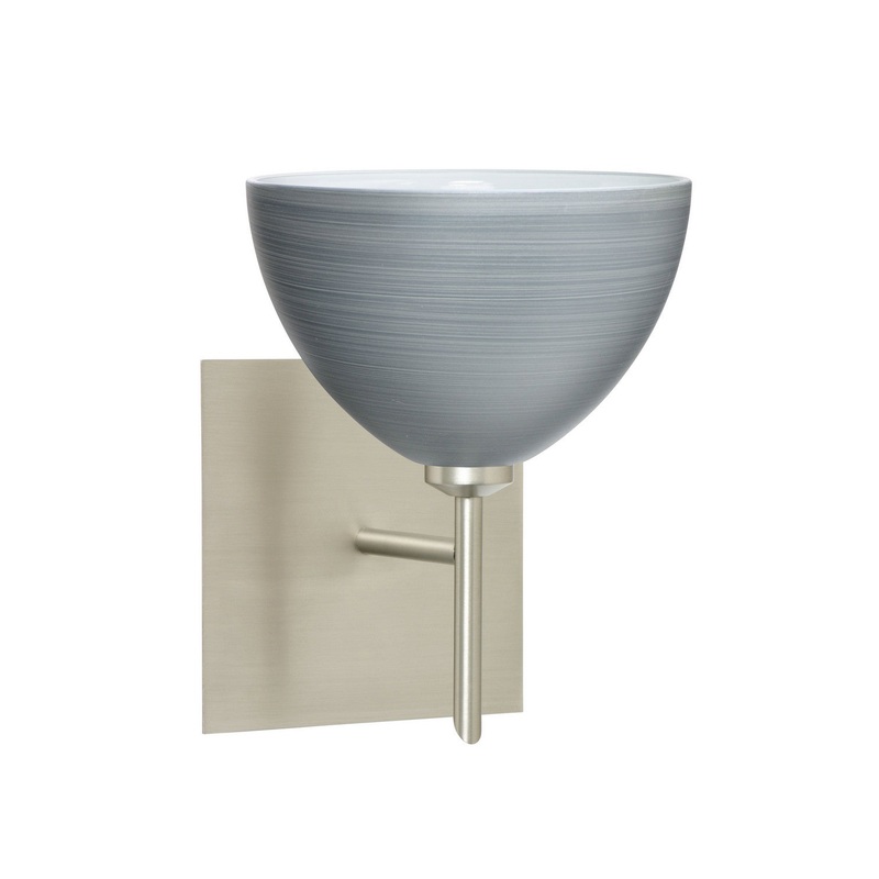 One Light Wall Sconce from the Brella Collection in Satin Nickel Finish by Besa