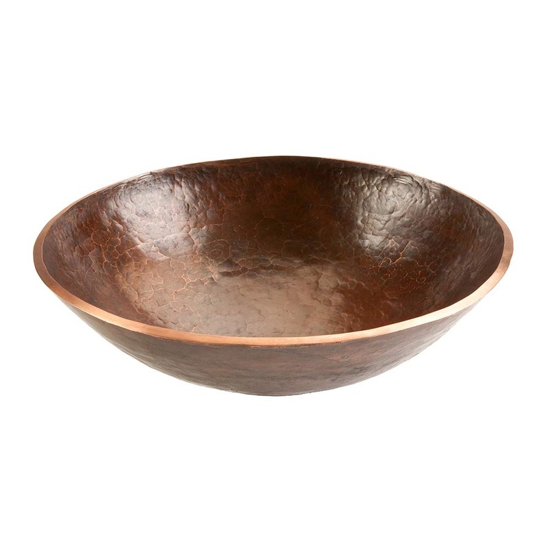 Premier Copper Products PV16RDB 16-Inch Round Hand Forged Old World Copper Vessel Sink, Oil Rubbed Bronze