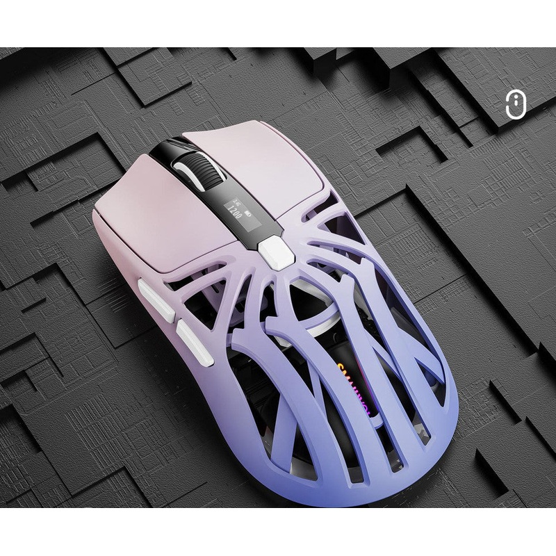 Tri-Mode Wireless Gaming Mouse – 1KHz Polling, 10000 DPI, Digital Display, Lightweight 73g(Purple)