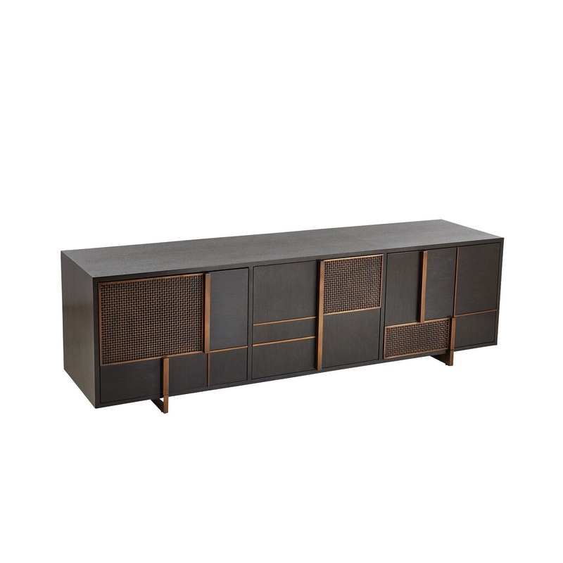 Arteriors FZS11 Demi Credenza Ebony/Antique Brass/Ebony