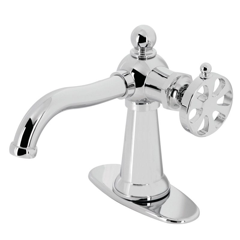 Belknap KSD3541RX Single-Handle 1-Hole Deck Mount Bathroom Faucet with Push Pop-Up and Deck Plate, Polished Chrome
