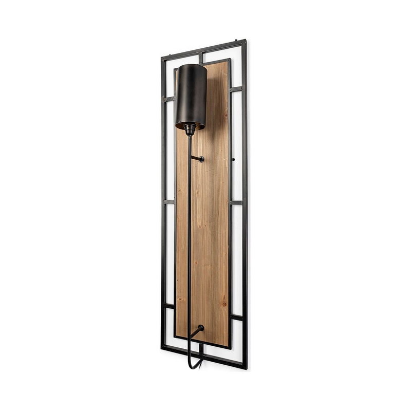 Cleo Wall Sconce Brown Wood | Black Metal
