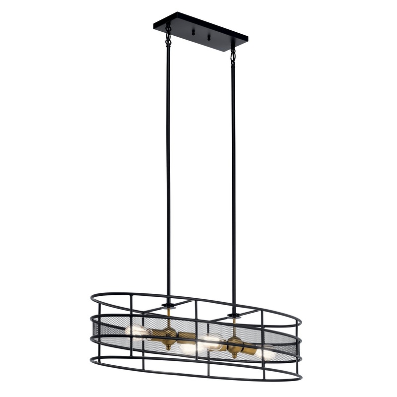 Four Light Chandelier from the Piston Collection in Black Finish by Kichler