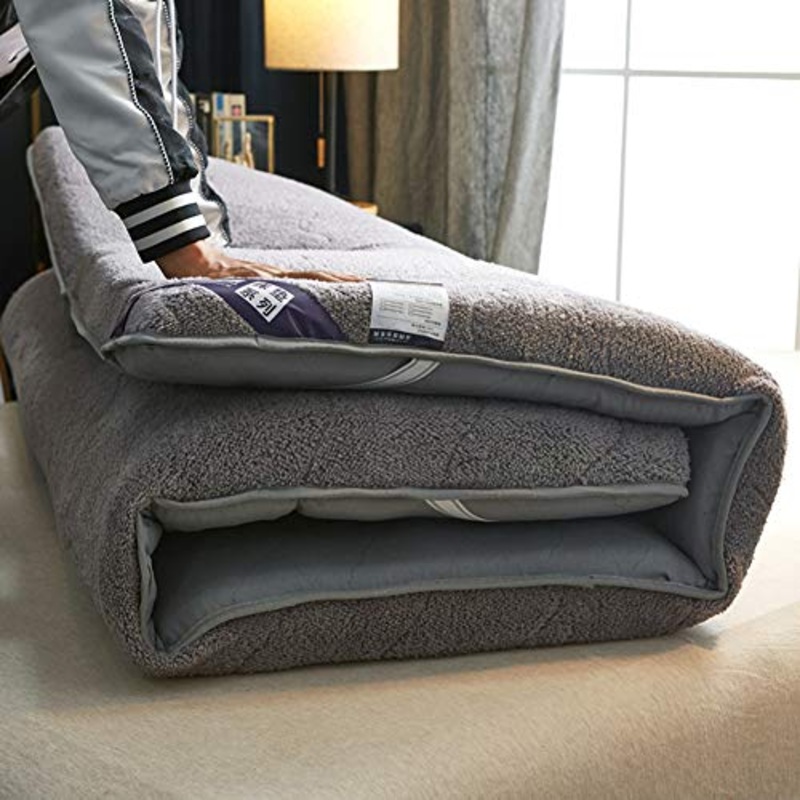 lovehouse – Materasso futon Giapponese da Pavimento, Spesso Tessuto Felpato Tatami Tappetino Portatile da Campeggio per Bambini, Pieghevole e Arrotolabile, Grigio, 120x200cm(47x79inch)
