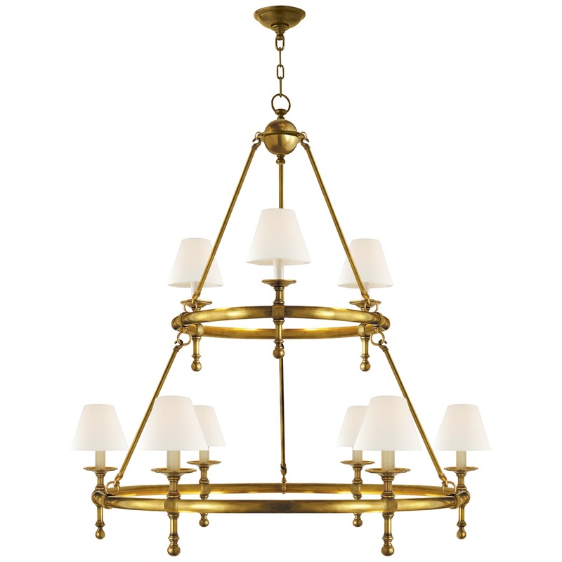 Nine Light Chandelier from the Classic Collection in Hand-Rubbed Antique Brass Finish by Visual Comfort Signature