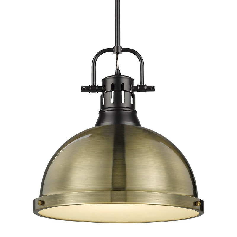 One Light Pendant from the Duncan Collection in Matte Black Finish by Golden