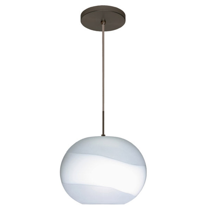 One Light Pendant from the Luna Collection in Bronze Finish by Besa