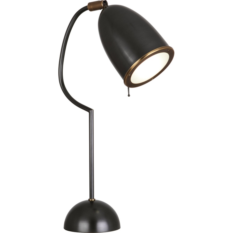 One Light Table Lamp from the Director Collection in Deep Patina Bronze w/Aged Brass Finish by Robert Abbey